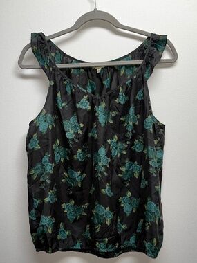Heritage 1981 Floral Sleeveless Silk Blouse Top Medium